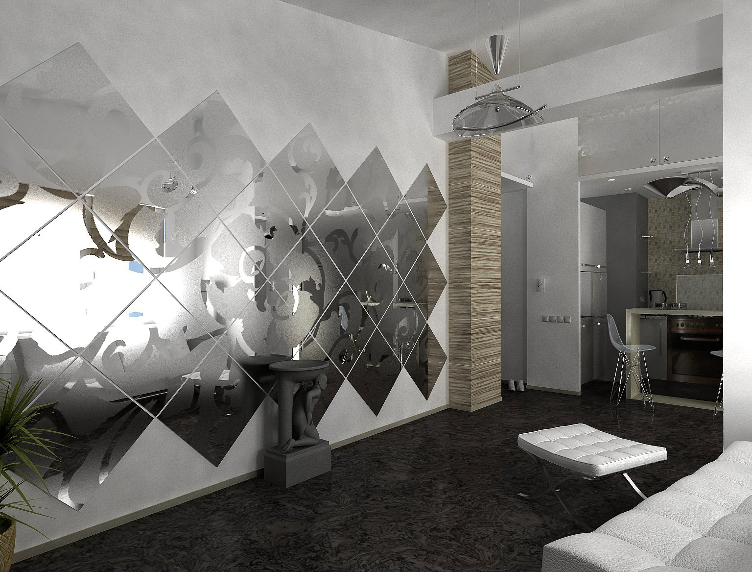 Создание стен с эффектом зеркальной мозаики: визуальное расширение и отражающий декор