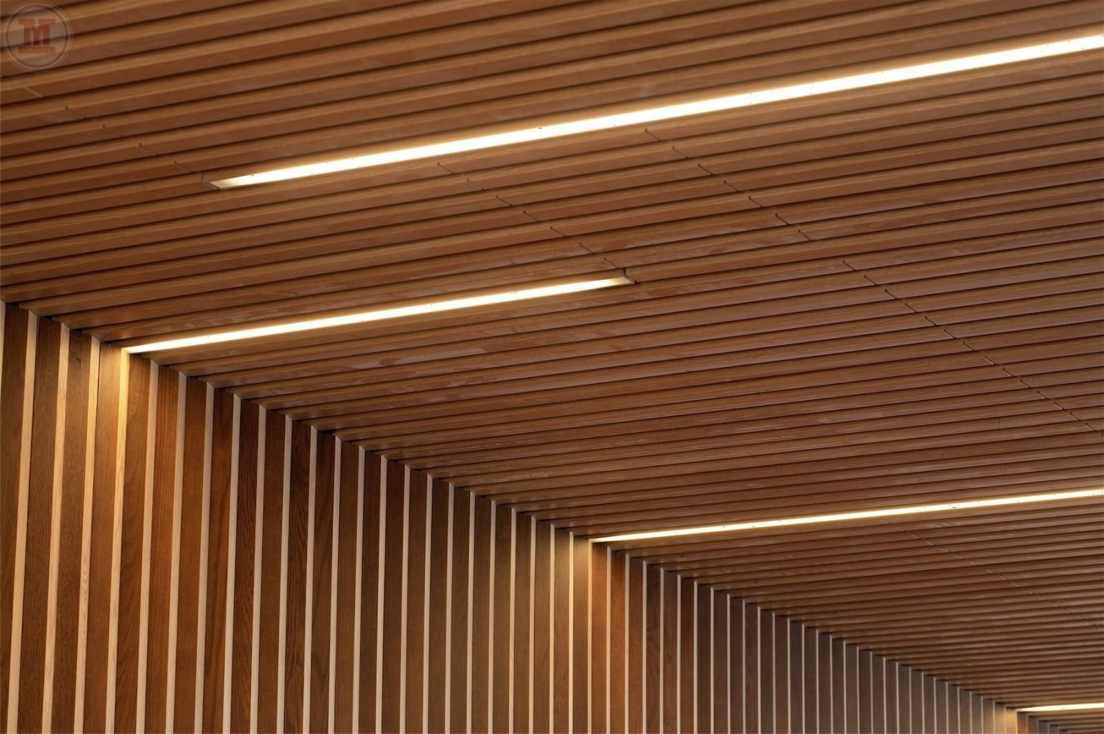 Деревянные панели для потолков с подсветкой