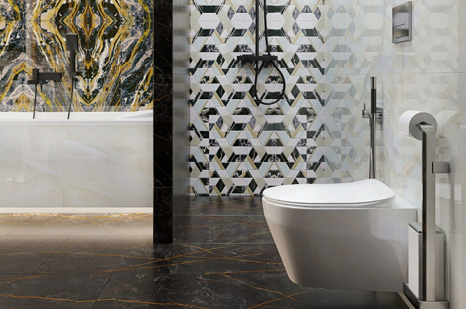 Керамическая плитка с имитацией мозаики для декоративной отделки пола