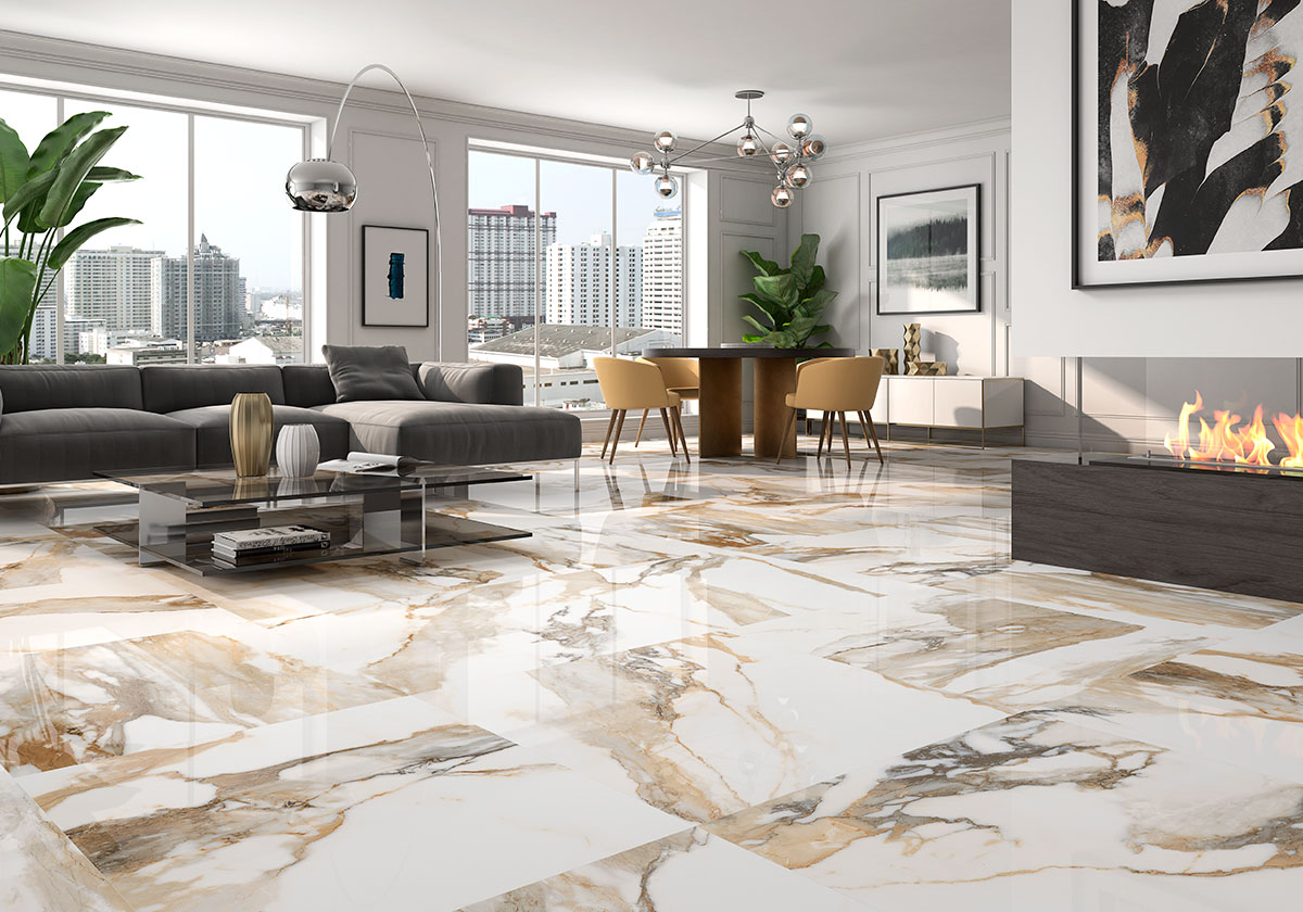 Керамическая плитка с имитацией мрамора для пола