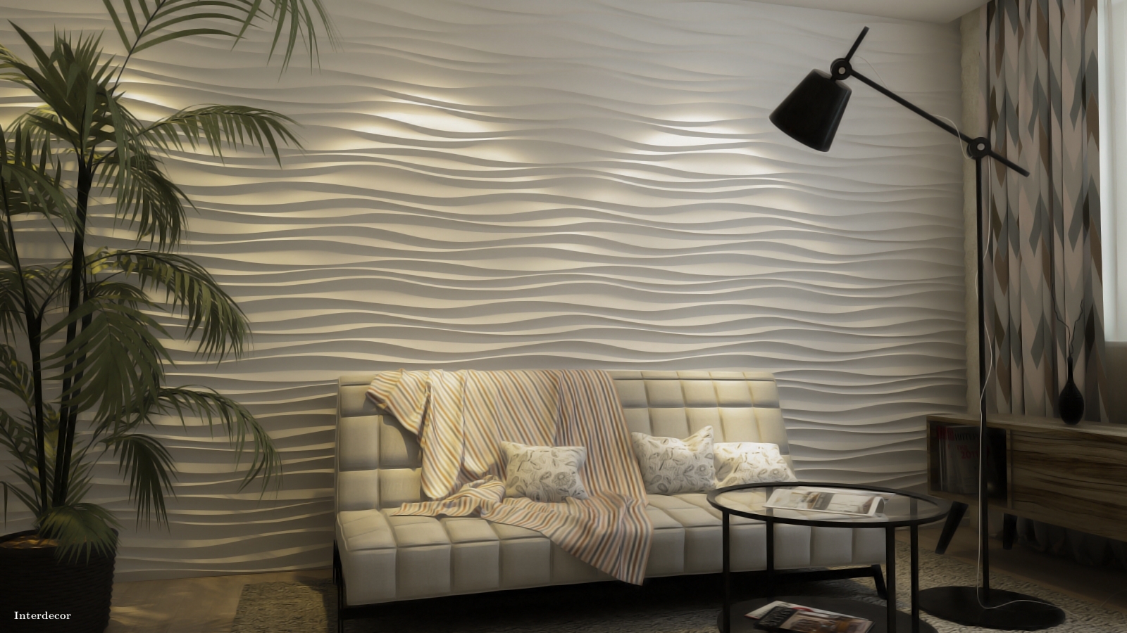 Как оформить стены панелями с текстурой волны