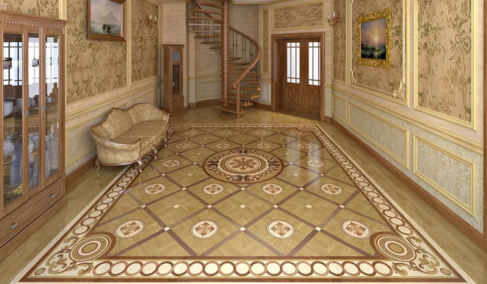 Паркетные полы с инкрустацией для премиального интерьера: особенности и технология