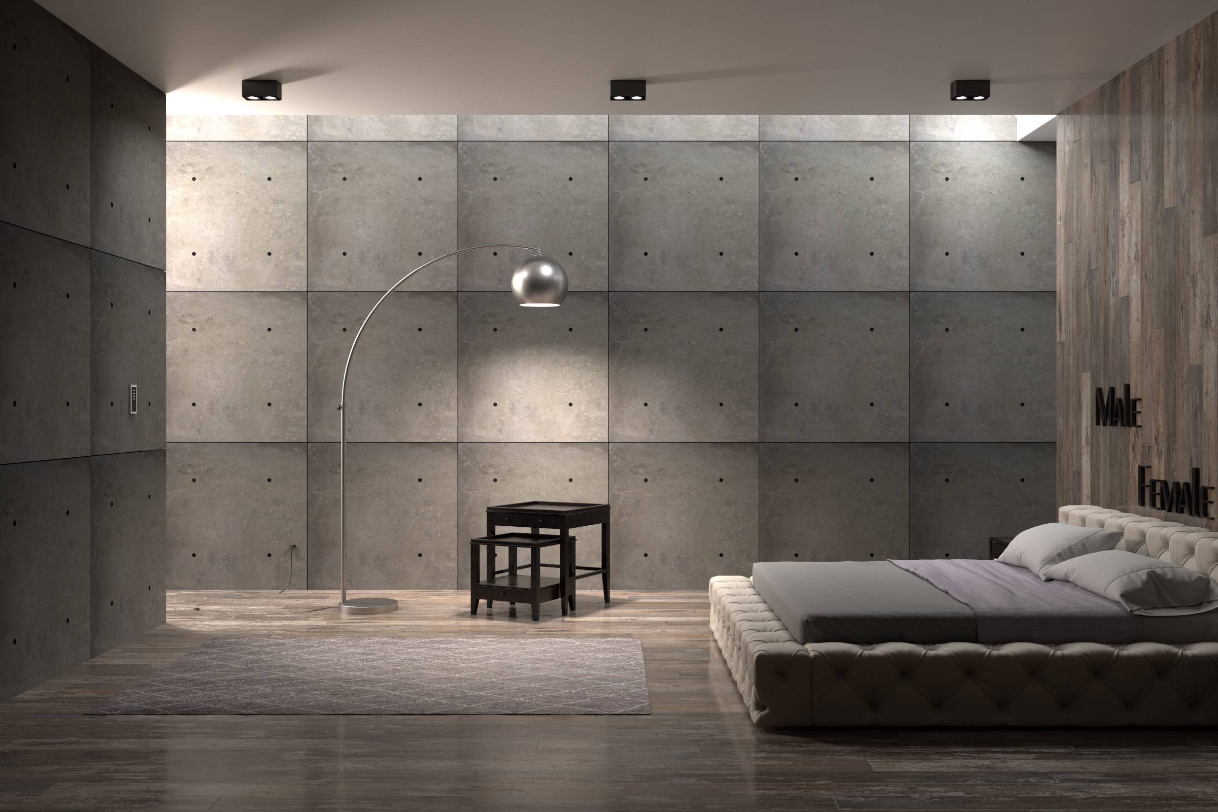 Отделка стен панелями под бетон: индустриальный стиль