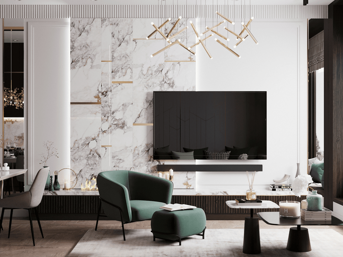 Отделка стен натуральным камнем для акцентной зоны