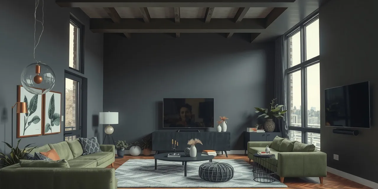 Как создать стены с эффектом темного графита в интерьере