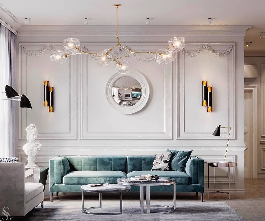 Декоративные молдинги для создания акцентной стены в современном интерьере