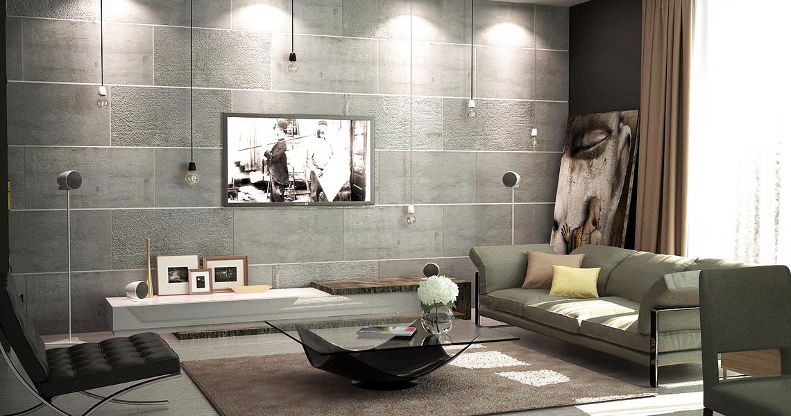 Как создать стены с эффектом полированного бетона