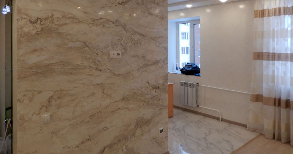 Как создать стены с эффектом мраморного узора в интерьере