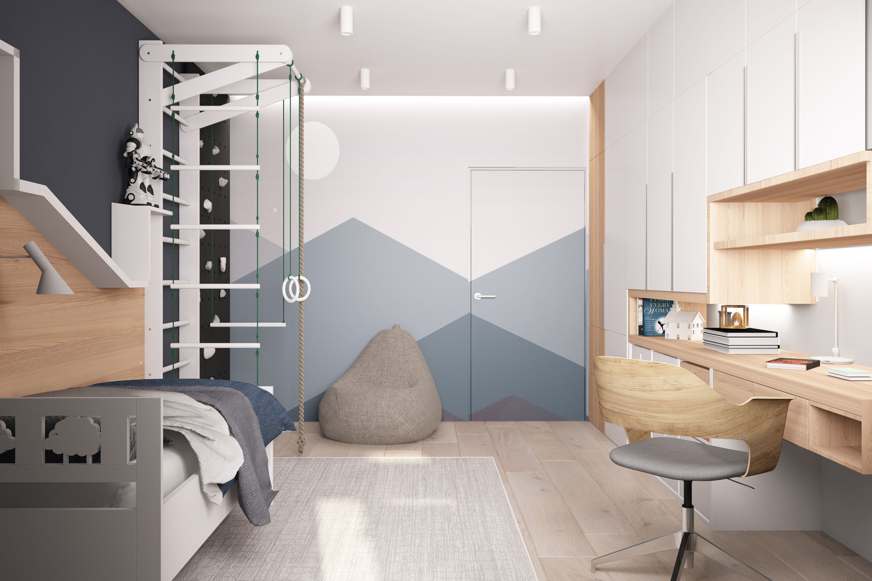 Детская в стиле минимализм: светлая комната для ребенка без лишнего