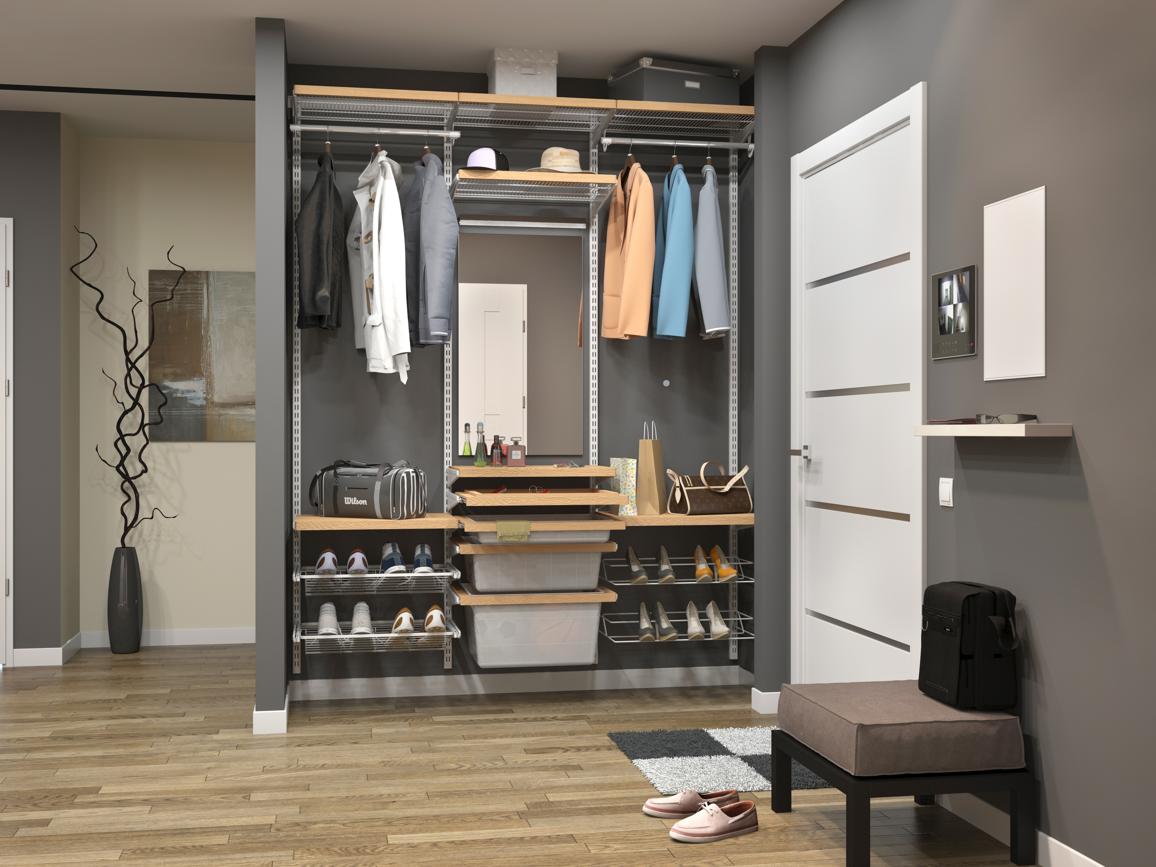 Прихожая с открытой вешалкой: практичность, стиль или пыль?